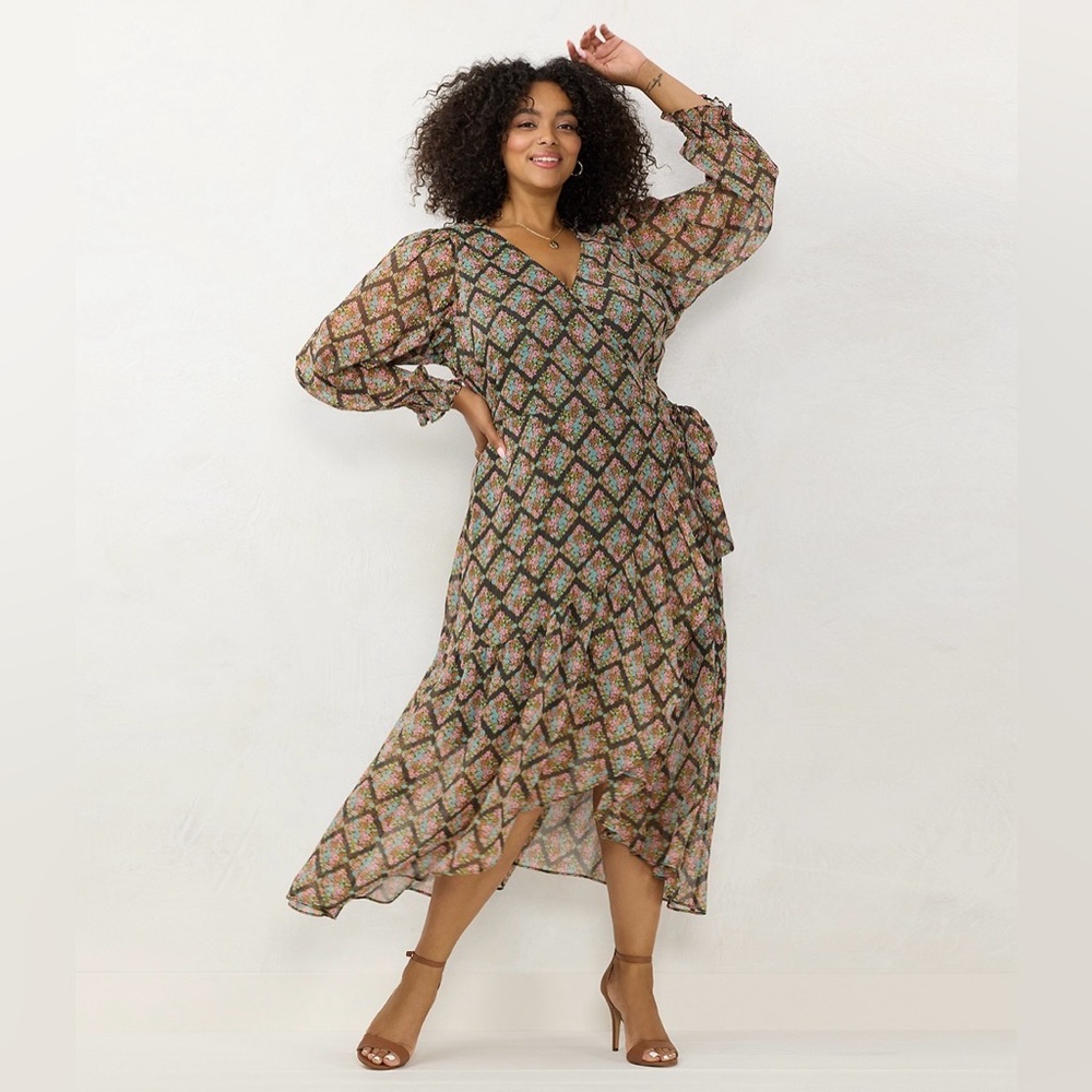 NWT LC Lauren Conrad Faux-wrap Maxi Dress Size 3X - Picture 1 of 6